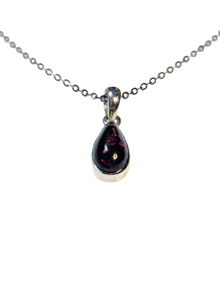 Fiery Black Opal Pendant in Sterling Silver