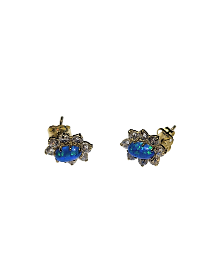9kt Gold & Blue Opalescent Stud Earrings