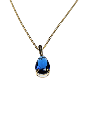 Royal Blue Teardrop Pendant in 9kt Gold