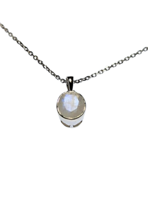 Oval Moonstone Pendant in 925 Silver