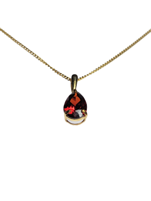 9kt Gold & Crimson Teardrop Pendant