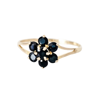 9kt Gold Sapphire Flower Cluster Ring