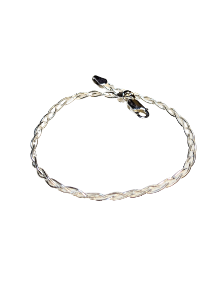 925 Silver Woven Snake Chain Bracelet