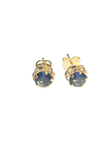 Royal Blue Stud Earrings in 9kt Gold