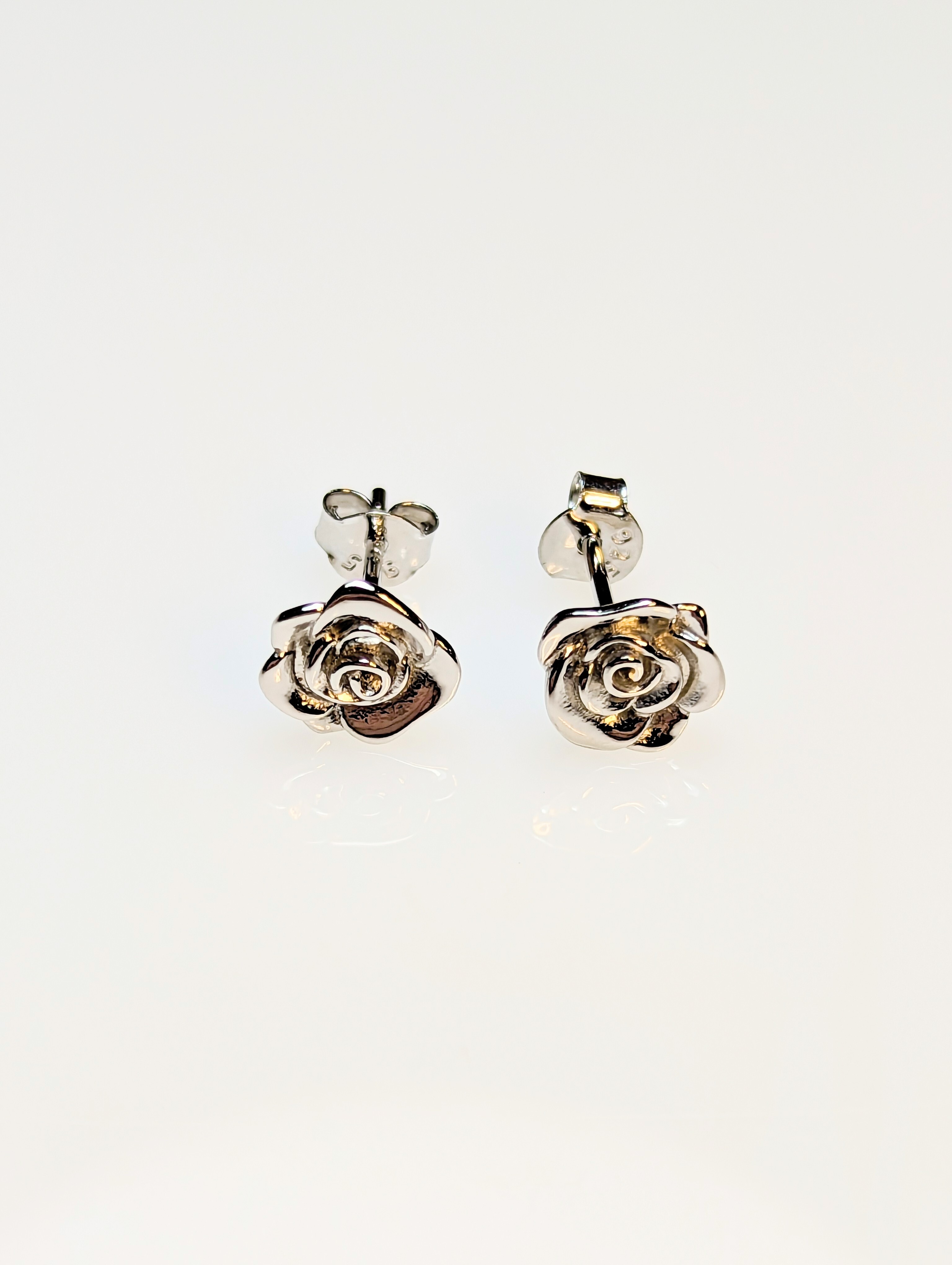 925 Silver Rose Stud Earrings