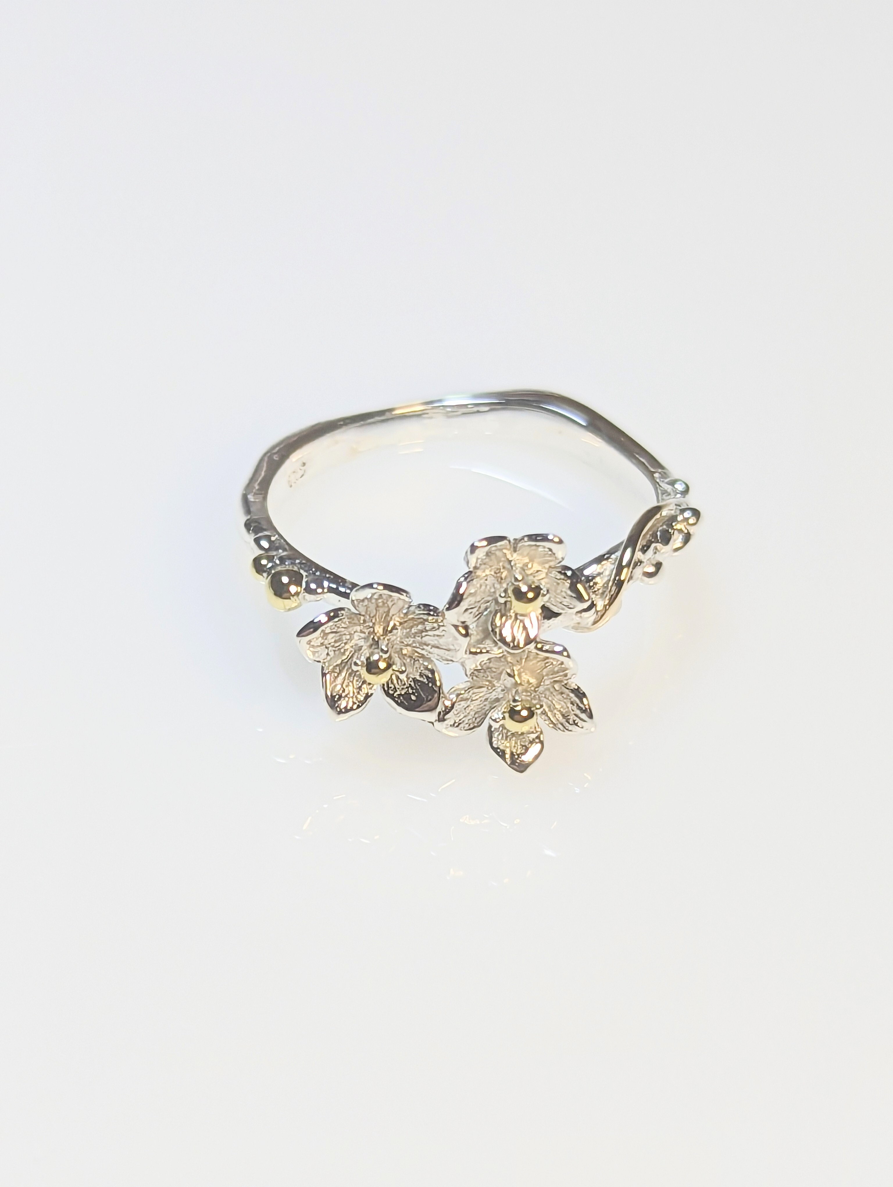 Trio of Flowers 925 Silver Ring