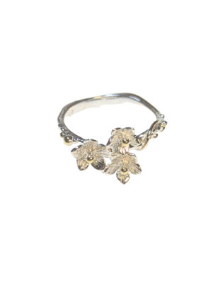 Trio of Flowers 925 Silver Ring