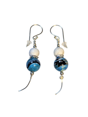 Blue Chalcedony & White Howlite Drop Earrings