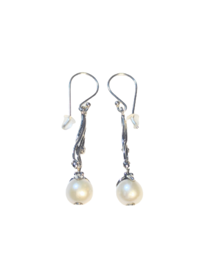 Ornate Pearl Drop Earrings in 925 Silver