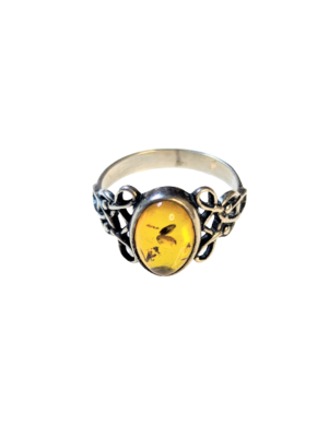 925 Silver & Amber Ring