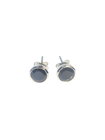 Black Tourmaline & Silver Stud Earrings