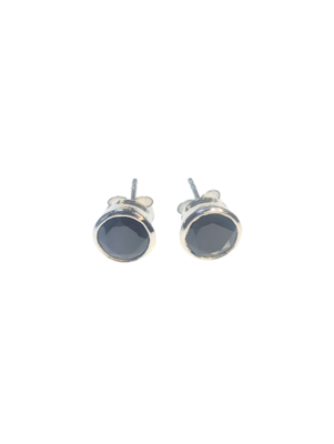 Black Tourmaline & Silver Stud Earrings