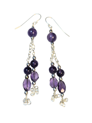 Amethyst Drop Earrings in 925 Silver
