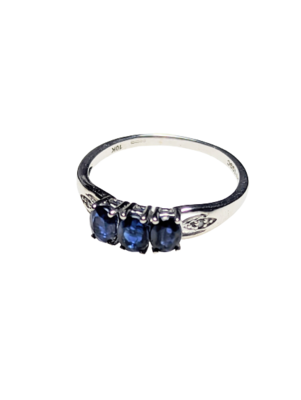 10kt White Gold, Diamond & Kyanite Ring