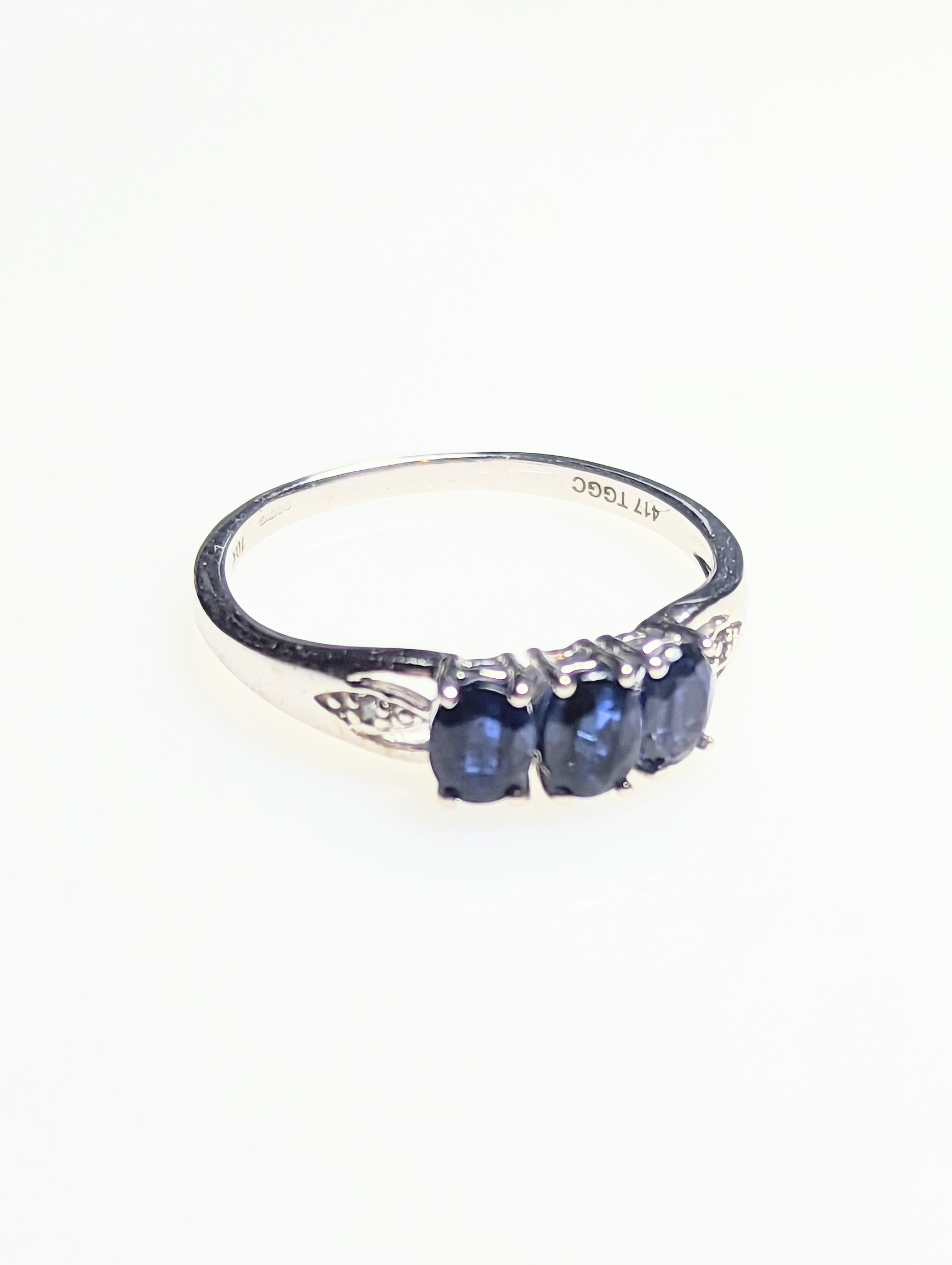 10ct White Gold, Diamond & Kyanite Ring