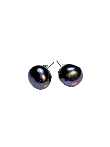 Silver & Baroque Pearl Stud Earrings