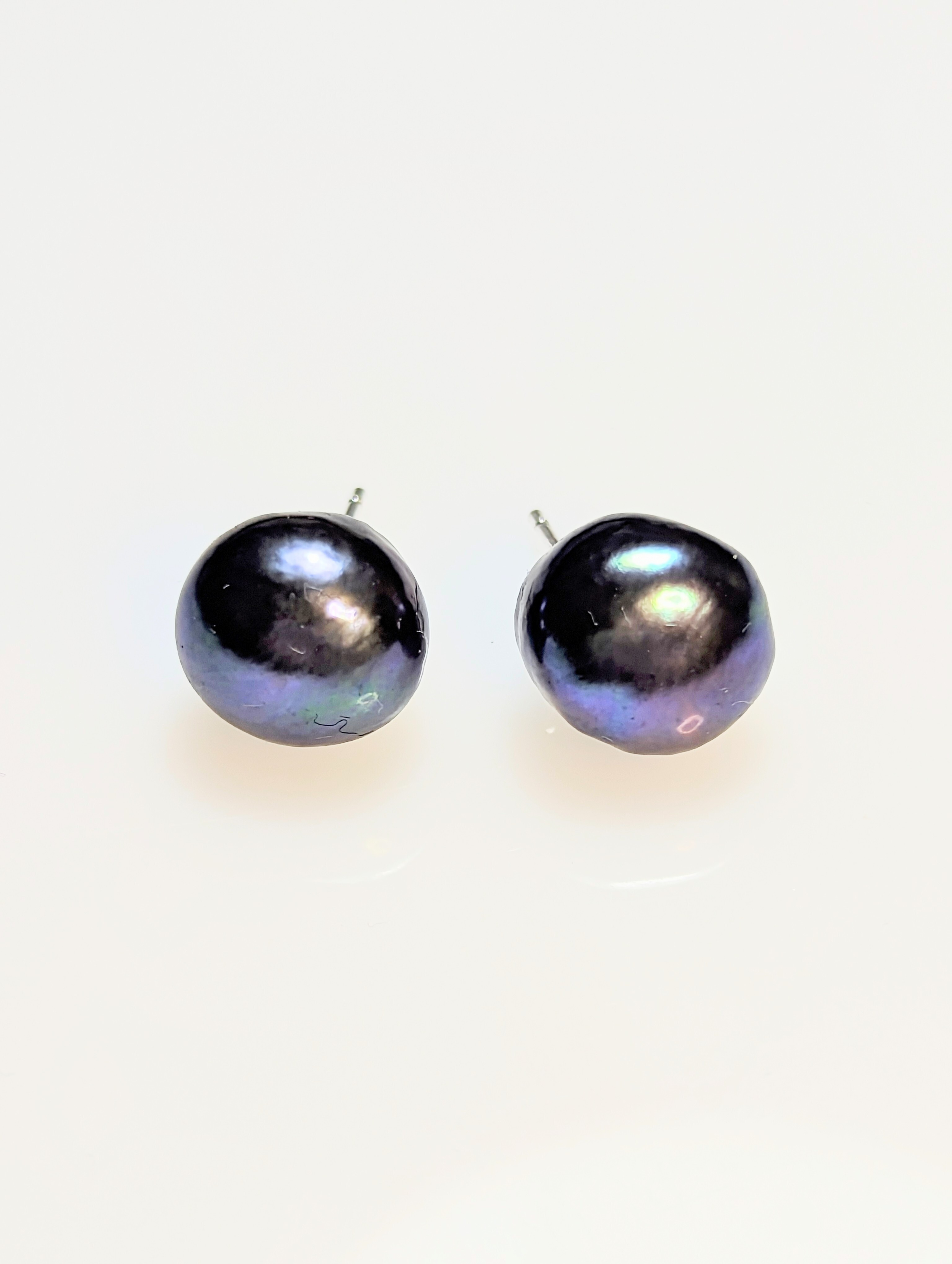 Silver & Baroque Pearl Stud Earrings