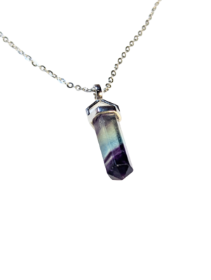 Multicoloured Fluorite Pendant in 925 Silver