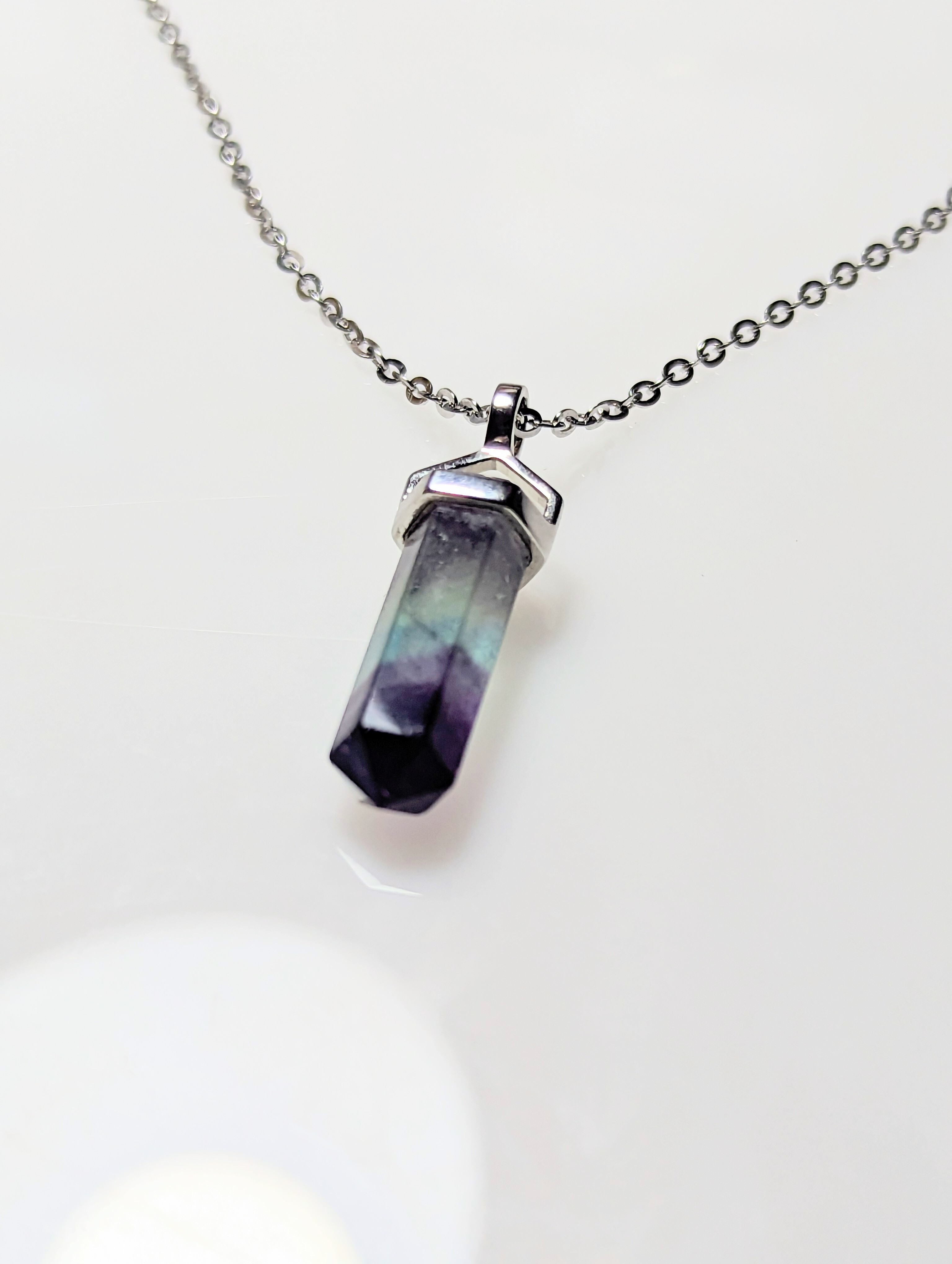 Multicoloured Fluorite Pendant in 925 Silver