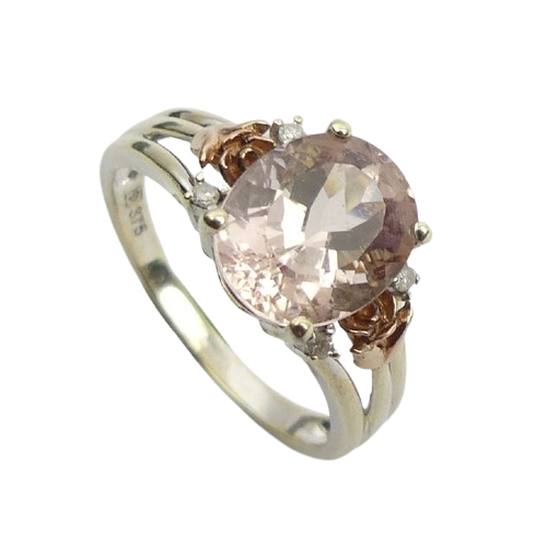 9kt Gold & Pink Quartz, Diamond Ring