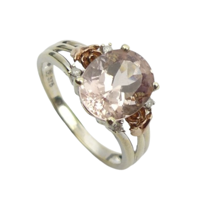 9kt Gold & Pink Quartz, Diamond Ring