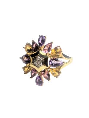14kt Yellow Gold, Diamond & Gemstone Ring