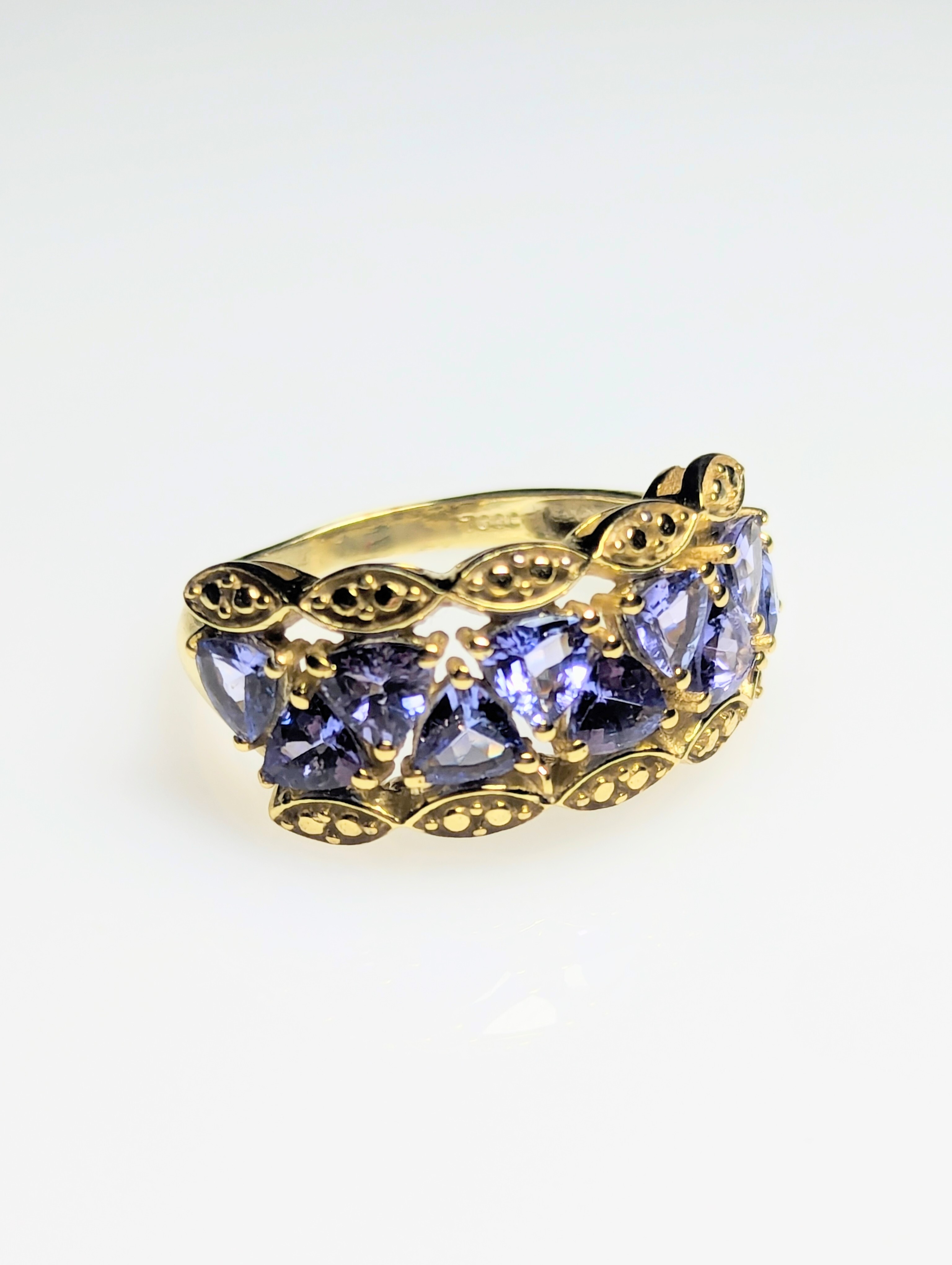 Gold & Triangle Cut Tanzanite Ring