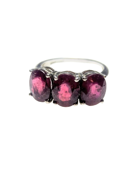 925 Silver & Ruby Trilogy Ring