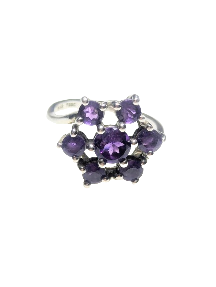 925 Silver Amethyst Star Ring
