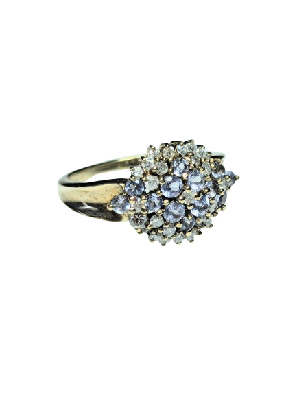9kt Yellow Gold, Diamond & Iolite Ring