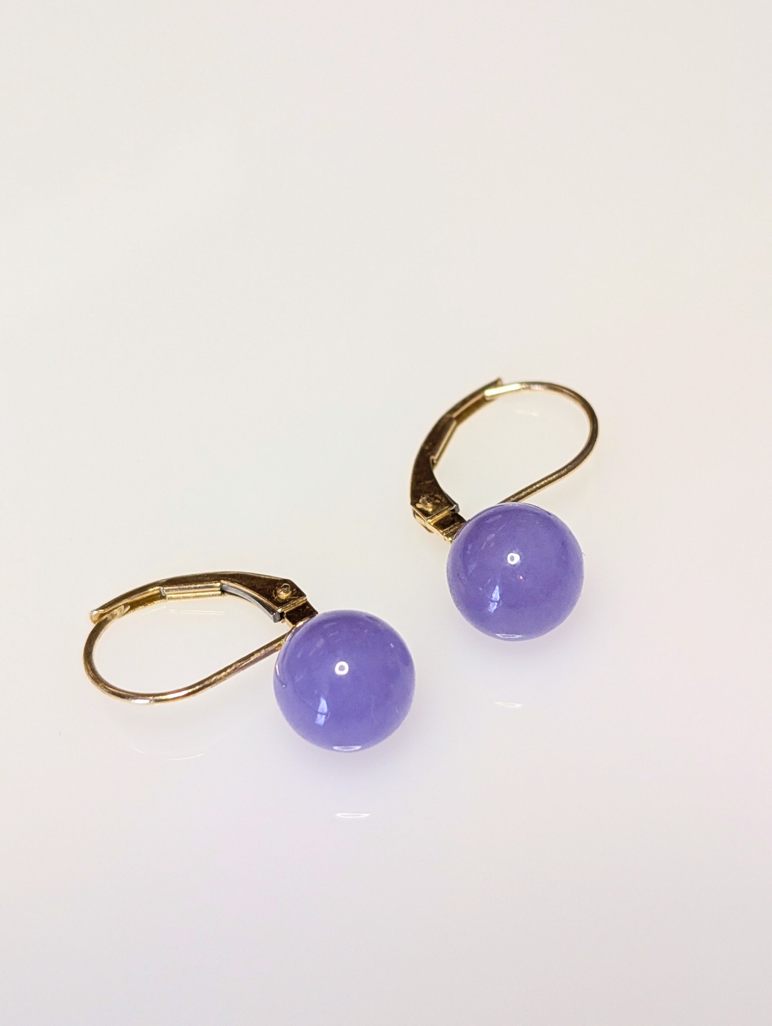 Lavender Jade & 14ct Gold Earrings