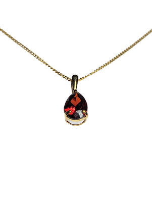 9ct Gold & Crimson Teardrop Pendant