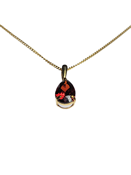 9ct Gold & Crimson Teardrop Pendant