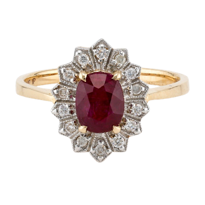 14ct Gold Bicolour Ring - 1.07ct Ruby & Diamonds