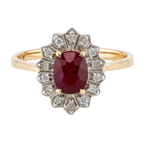 14ct Gold Bicolour Ring - 1.07ct Ruby & Diamonds