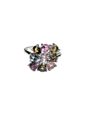 925 Silver & Multicoloured Tourmaline Ring