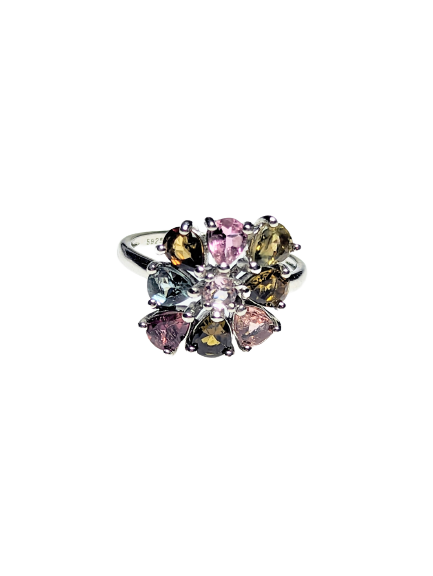 925 Silver & Multicoloured Tourmaline Ring