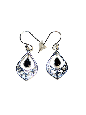 Black Onyx & 925 Silver Earrings