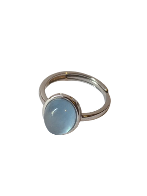 Aquamarine 925 Silver Adjustable Ring