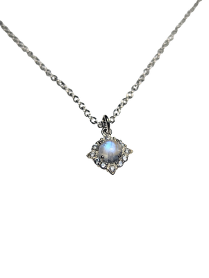 Simulated Moonstone & Silver Necklace