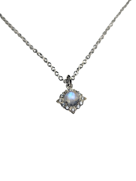 Simulated Moonstone & Silver Necklace