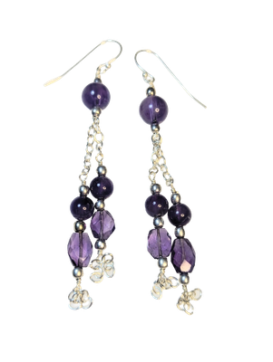 Amethyst Drop Earrings in 925 Silver