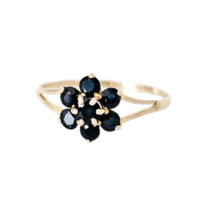9ct Gold Sapphire Flower Cluster Ring