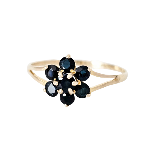 9ct Gold Sapphire Flower Cluster Ring