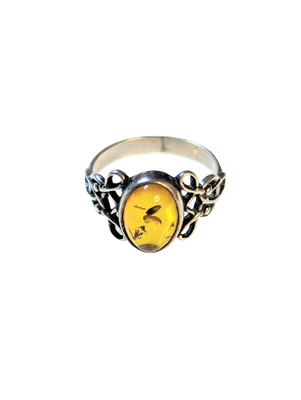 925 Silver & Amber Ring