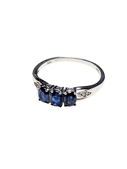 10ct White Gold, Diamond & Kyanite Ring