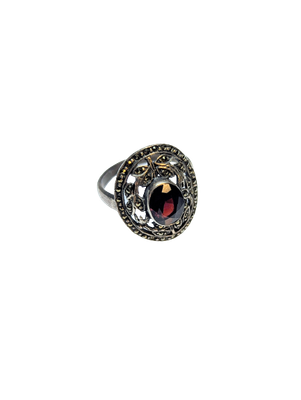 3ct Garnet & Faceted Pyrite Ring