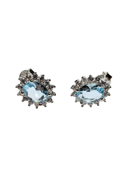Sky Blue Stud Earrings in 925 Silver