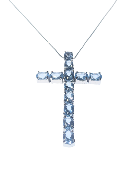 Blue Topaz Crucifix in 925 Silver