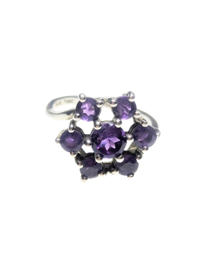 925 Silver Amethyst Star Ring